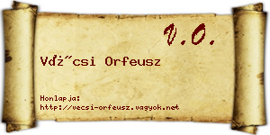 Vécsi Orfeusz névjegykártya